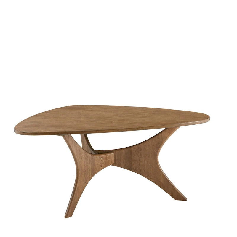 Table basse triangulaire brun / brun clair, moderne du milieu du siècle, monobloc