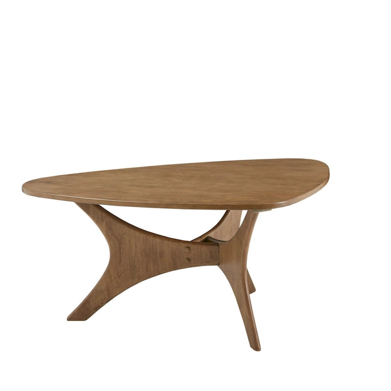 Table basse triangulaire brun / brun clair, moderne du milieu du siècle, monobloc
