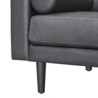 Canapé moderne en cuir véritable avec pieds en bois et coussin traversin supplémentaire