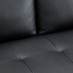 Canapé moderne en cuir véritable avec pieds en bois et coussin traversin supplémentaire