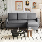 Canapé d'angle convertible en L, 2 places | Gris clair / Gris foncé / Marron / Kaki / Noir