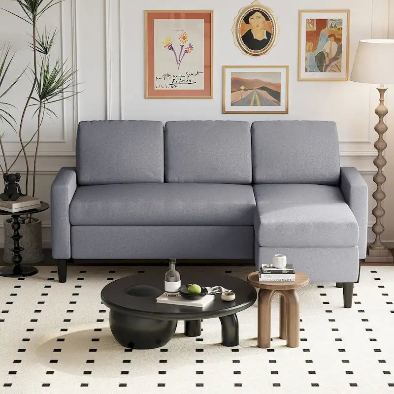 Canapé d'angle convertible en L, 2 places | Gris clair / Gris foncé / Marron / Kaki / Noir