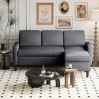 Canapé d'angle convertible en L, 2 places | Gris clair / Gris foncé / Marron / Kaki / Noir