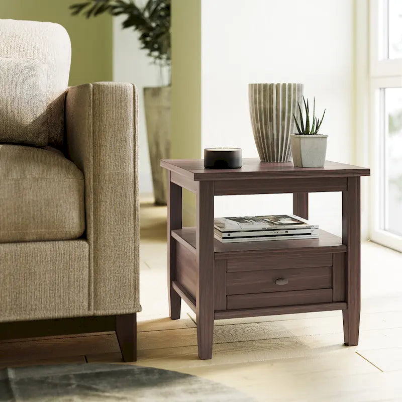 Table d'appoint de transition avec tiroir et étagère ouverte, 50,8 cm de large – Plusieurs coloris