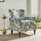 Fauteuil d'appoint à oreilles, accoudoirs roulés et clouté, multicolore, une place