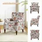 Fauteuil d'appoint à oreilles, accoudoirs roulés et clouté, multicolore, une place