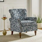 Fauteuil d'appoint à oreilles, accoudoirs roulés et clouté, multicolore, une place