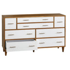 Commode à 8 tiroirs Mid-Century chêne / blanc / blanc et bois clair, 2 personnes