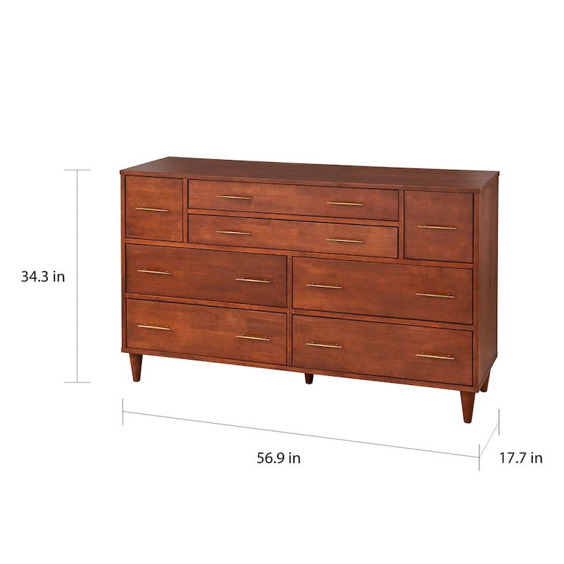 Commode à 8 tiroirs Mid-Century chêne / blanc / blanc et bois clair, 2 personnes