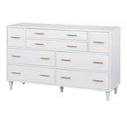 Commode à 8 tiroirs Mid-Century chêne / blanc / blanc et bois clair, 2 personnes