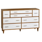 Commode à 8 tiroirs Mid-Century chêne / blanc / blanc et bois clair, 2 personnes