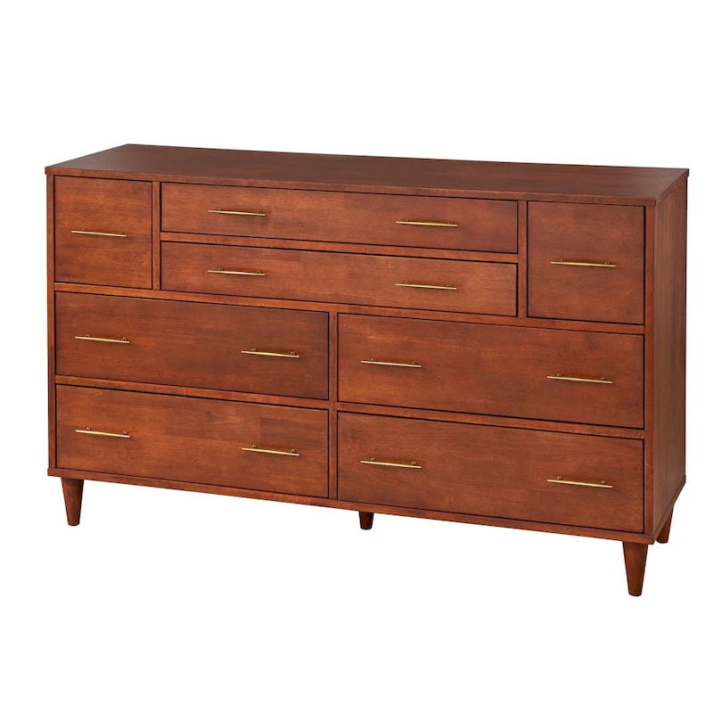 Commode à 8 tiroirs Mid-Century chêne / blanc / blanc et bois clair, 2 personnes