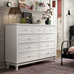 Commode à 9 tiroirs de 139,95 cm de large : Meuble de rangement spacieux au design épuré, laqué