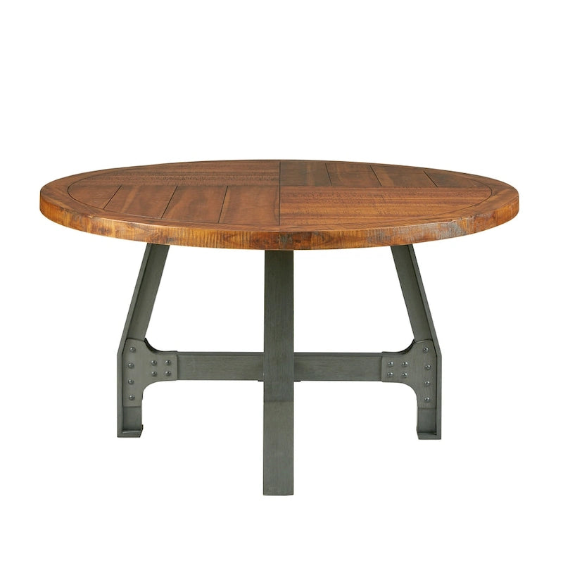 Table à manger ronde, ambre/graphite, 6 places