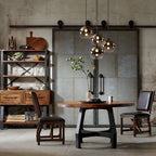 Table à manger ronde, ambre/graphite, 6 places