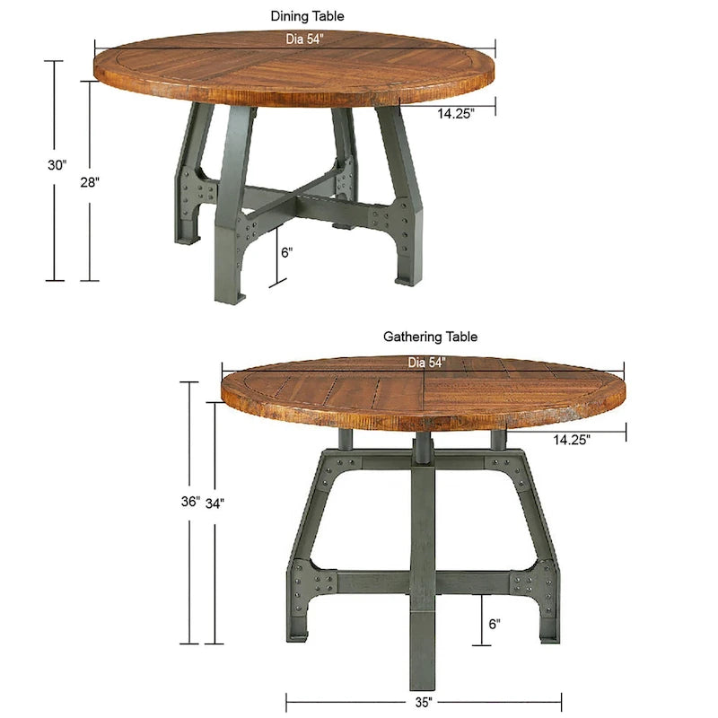 Table à manger ronde, ambre/graphite, 6 places