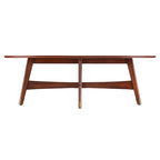 Table basse ovale marron/noire/blanche/grise, piètement en X, pieds recouverts de métal, montage par 1 personne
