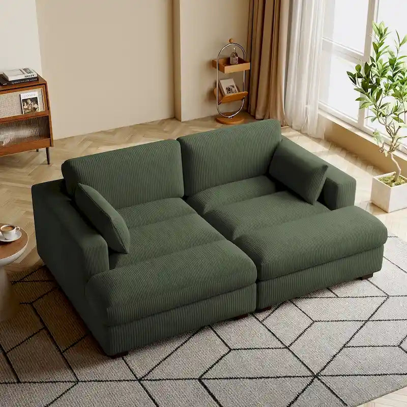 Navaeh Canapé modulaire en velours côtelé grand canapé-lit avec méridienne