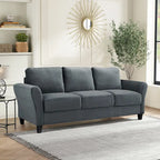 Canapé contemporain 3 places en microfibre gris/marron/huître/marron clair/bleu