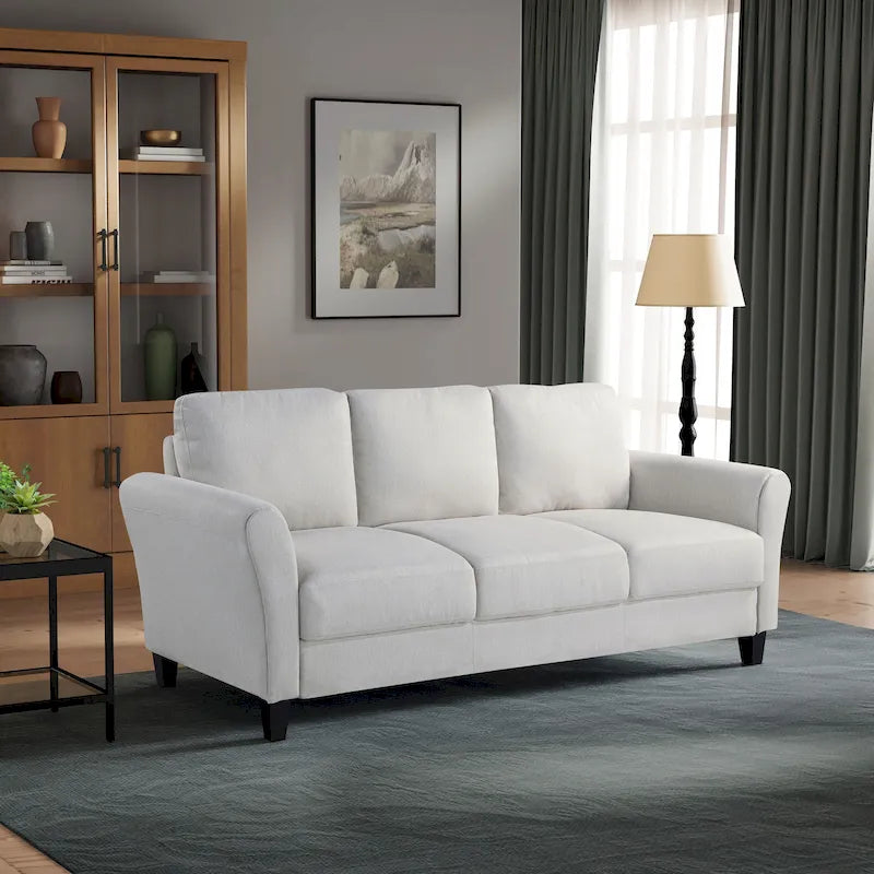 Canapé contemporain 3 places en microfibre gris/marron/huître/marron clair/bleu