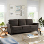 Canapé contemporain 3 places en microfibre gris/marron/huître/marron clair/bleu