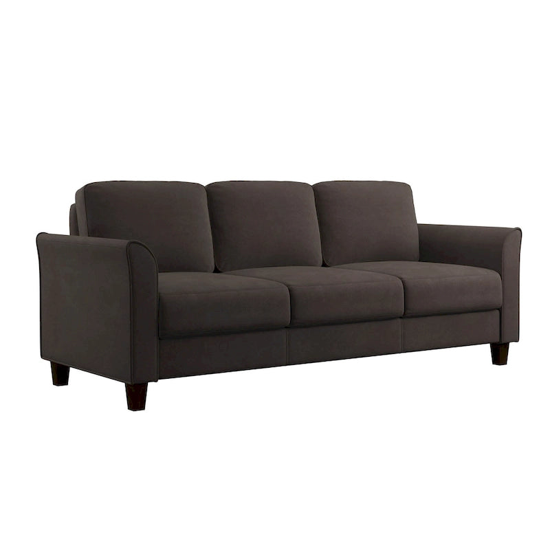 Canapé contemporain 3 places en microfibre gris/marron/huître/marron clair/bleu