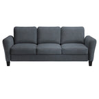 Canapé contemporain 3 places en microfibre gris/marron/huître/marron clair/bleu