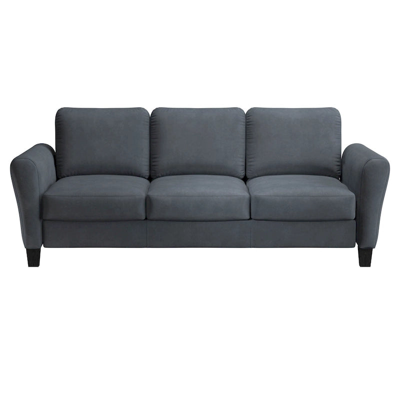 Canapé contemporain 3 places en microfibre gris/marron/huître/marron clair/bleu