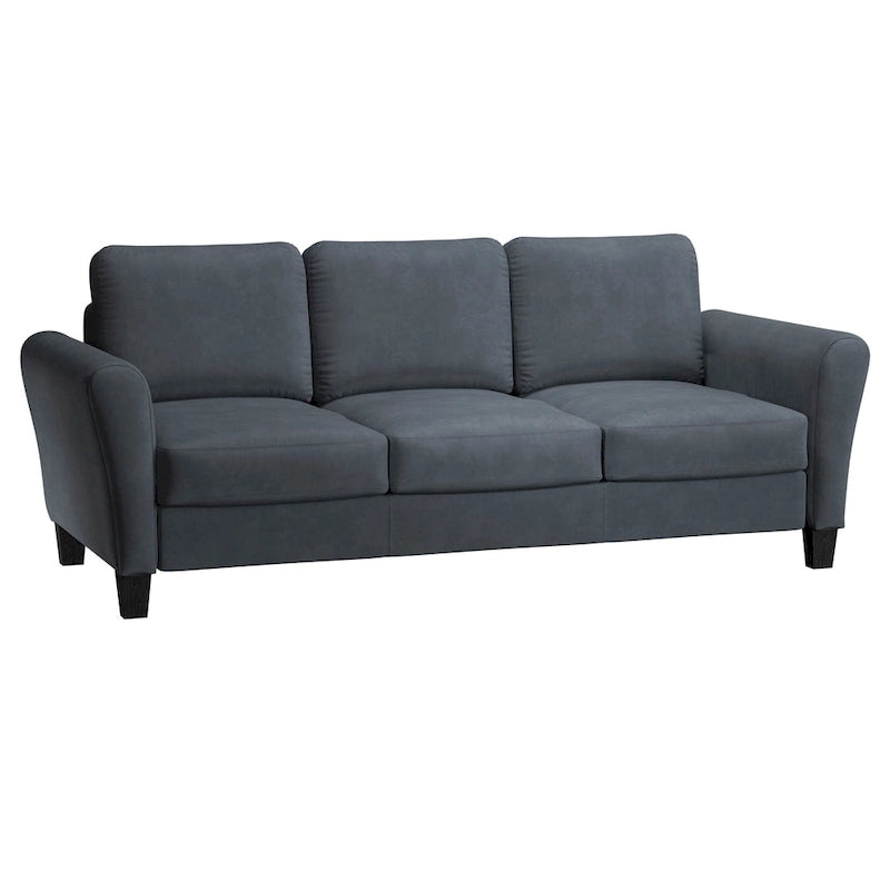 Canapé contemporain 3 places en microfibre gris/marron/huître/marron clair/bleu