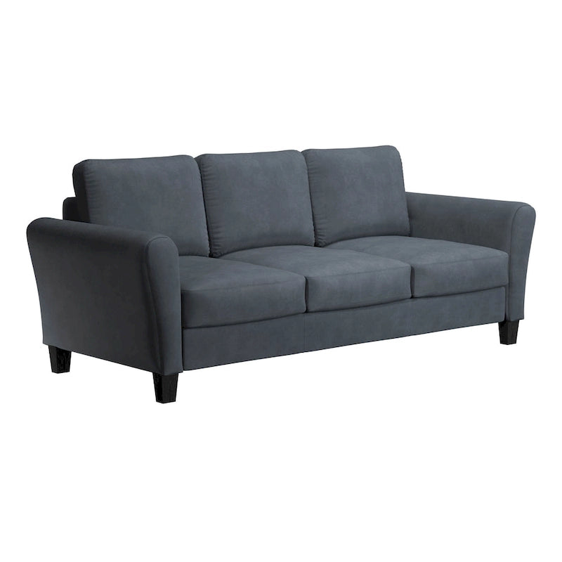 Canapé contemporain 3 places en microfibre gris/marron/huître/marron clair/bleu