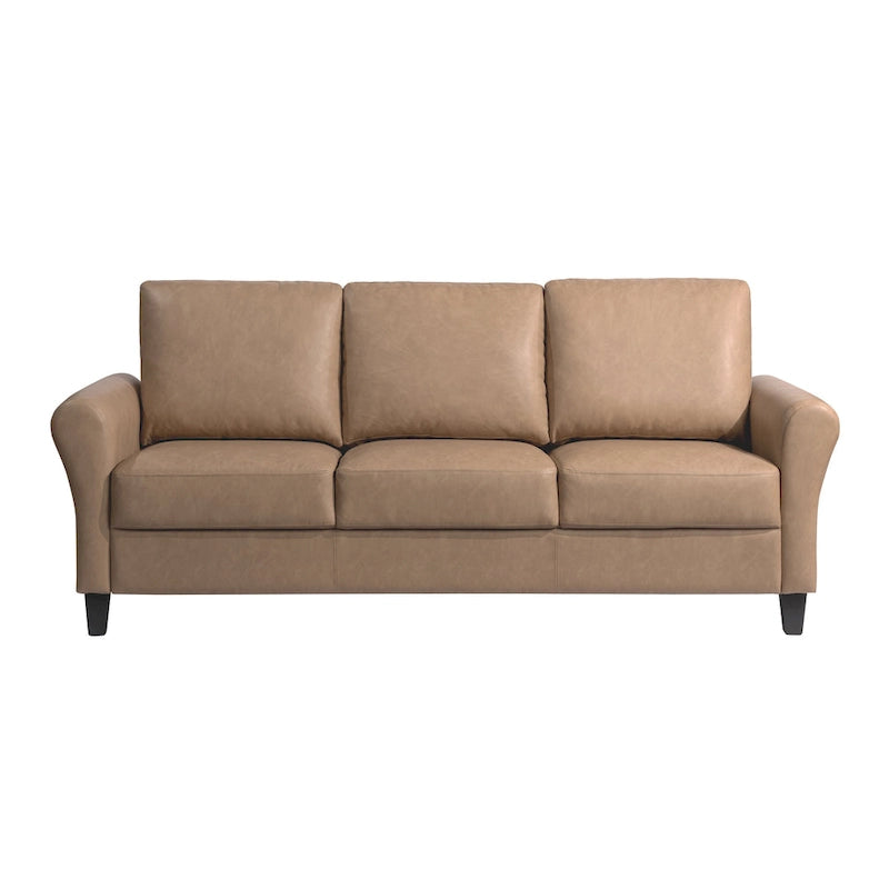 Canapé contemporain 3 places en microfibre gris/marron/huître/marron clair/bleu