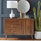 Enfilade Mid-Century avec 3 tiroirs | Noyer / Blanc / Blanc-Noir / Noir