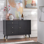Enfilade Mid-Century avec 3 tiroirs | Noyer / Blanc / Blanc-Noir / Noir