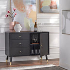 Enfilade Mid-Century avec 3 tiroirs | Noyer / Blanc / Blanc-Noir / Noir