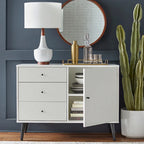 Enfilade Mid-Century avec 3 tiroirs | Noyer / Blanc / Blanc-Noir / Noir