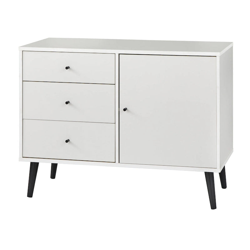 Enfilade Mid-Century avec 3 tiroirs | Noyer / Blanc / Blanc-Noir / Noir