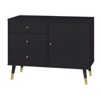 Enfilade Mid-Century avec 3 tiroirs | Noyer / Blanc / Blanc-Noir / Noir