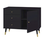 Enfilade Mid-Century avec 3 tiroirs | Noyer / Blanc / Blanc-Noir / Noir
