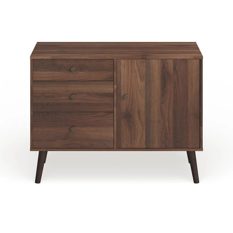 Enfilade Mid-Century avec 3 tiroirs | Noyer / Blanc / Blanc-Noir / Noir