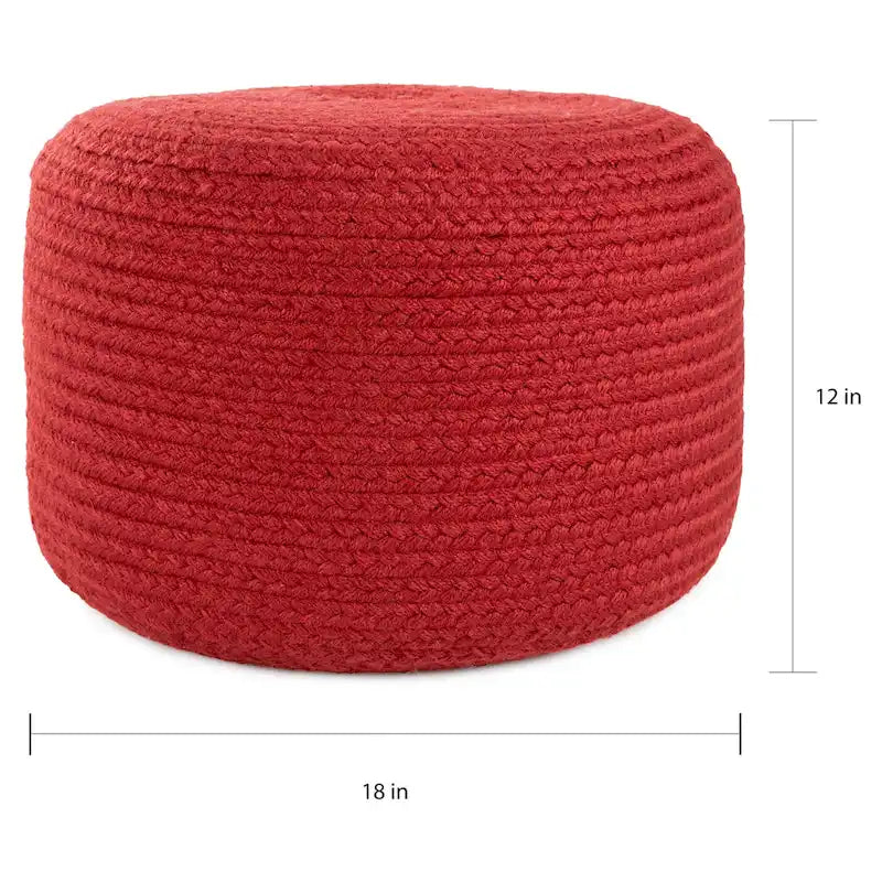 Pouf Tressé Rond, Intérieur/Extérieur, 45,7 cm x 45,7 cm x 30,5 cm – Plusieurs Couleurs