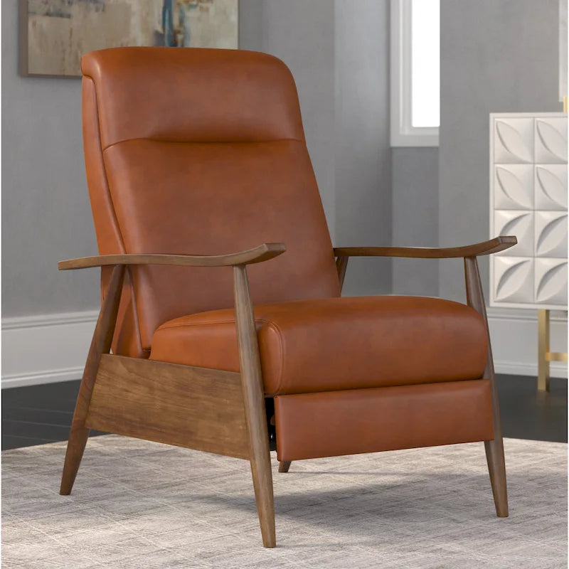 Fauteuil inclinable en similicuir à dossier poussoir – Une place, style Mid-Century, 6 coloris