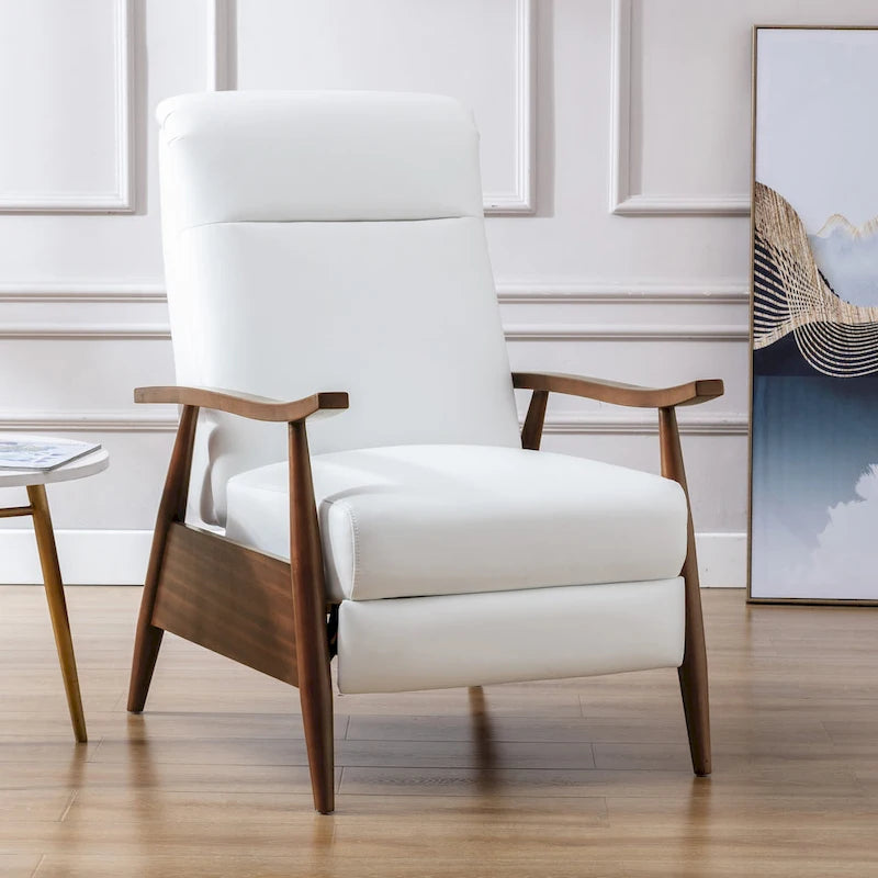 Fauteuil inclinable en similicuir à dossier poussoir – Une place, style Mid-Century, 6 coloris