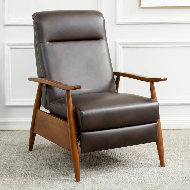 Fauteuil inclinable en similicuir à dossier poussoir – Une place, style Mid-Century, 6 coloris