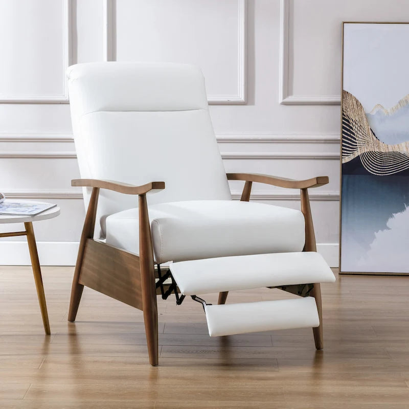 Fauteuil inclinable en similicuir à dossier poussoir – Une place, style Mid-Century, 6 coloris