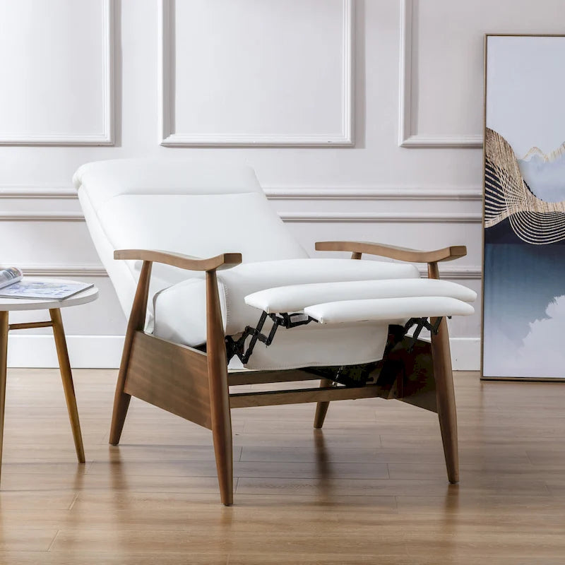 Fauteuil inclinable en similicuir à dossier poussoir – Une place, style Mid-Century, 6 coloris