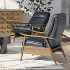 Fauteuil inclinable en similicuir à dossier poussoir – Une place, style Mid-Century, 6 coloris