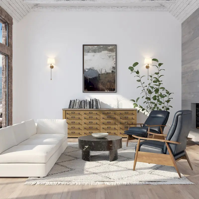 Fauteuil inclinable en similicuir à dossier poussoir – Une place, style Mid-Century, 6 coloris