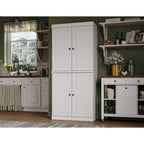 Armoire de cuisine indépendante en pin naturel, porte givrée/transparente/pleine, 81 cm (L) x 181,5 cm (H)