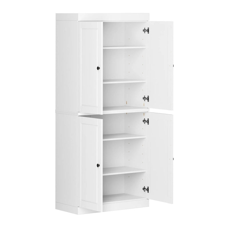 Armoire de cuisine indépendante en pin naturel, porte givrée/transparente/pleine, 81 cm (L) x 181,5 cm (H)