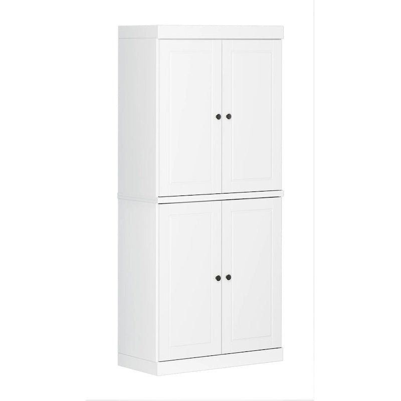 Armoire de cuisine indépendante en pin naturel, porte givrée/transparente/pleine, 81 cm (L) x 181,5 cm (H)